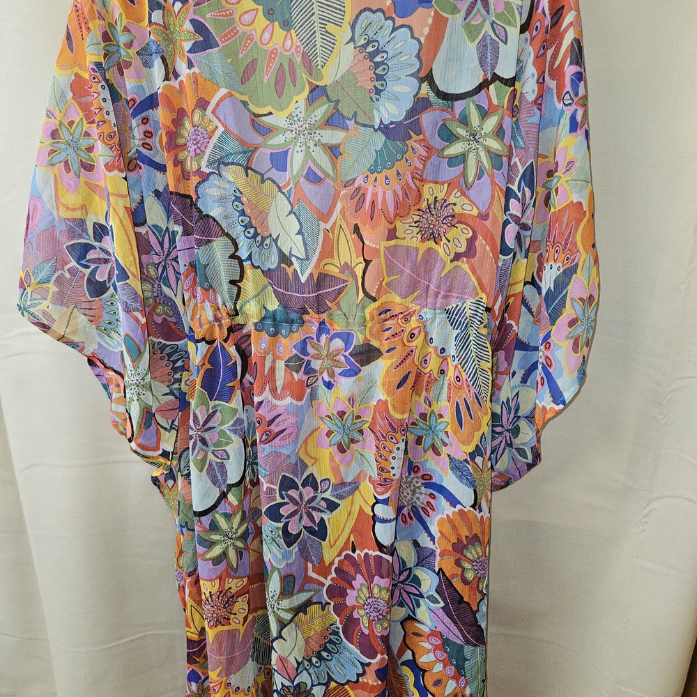 Bleu Rod Beattie Vibrant Multicolor Floral Beach Coverup - Picture 6 of 6